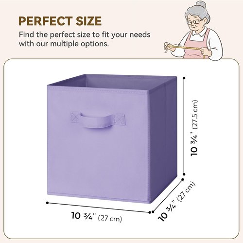 Granny Says 11-Inch Cube Storage Bins - 6 Pack Organizer with Handles | Purple Gradient Design