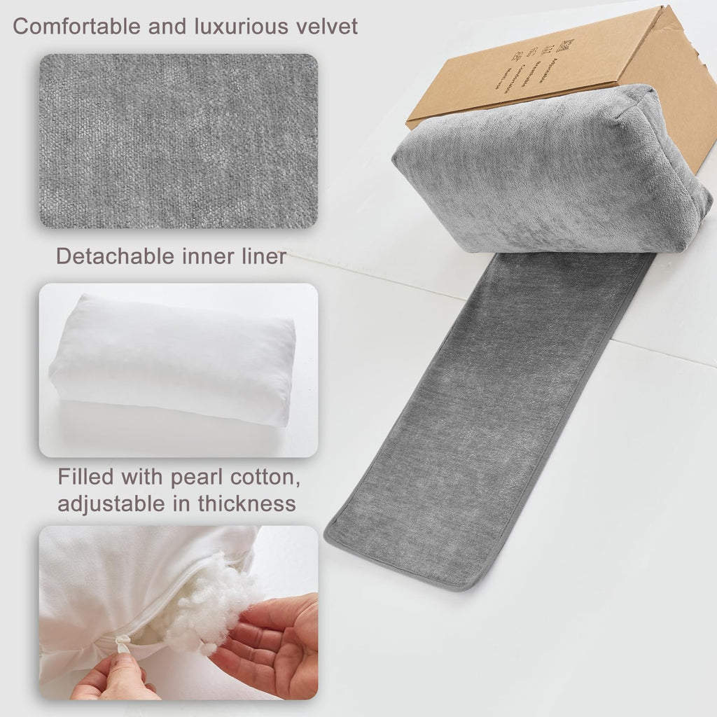 kisswish Chenille Neck Pillow for Sofa - Adjustable Headrest, Non-Slip Neck Support Cushion for Pain Relief, Comfortable Chair Pillow, Grey
