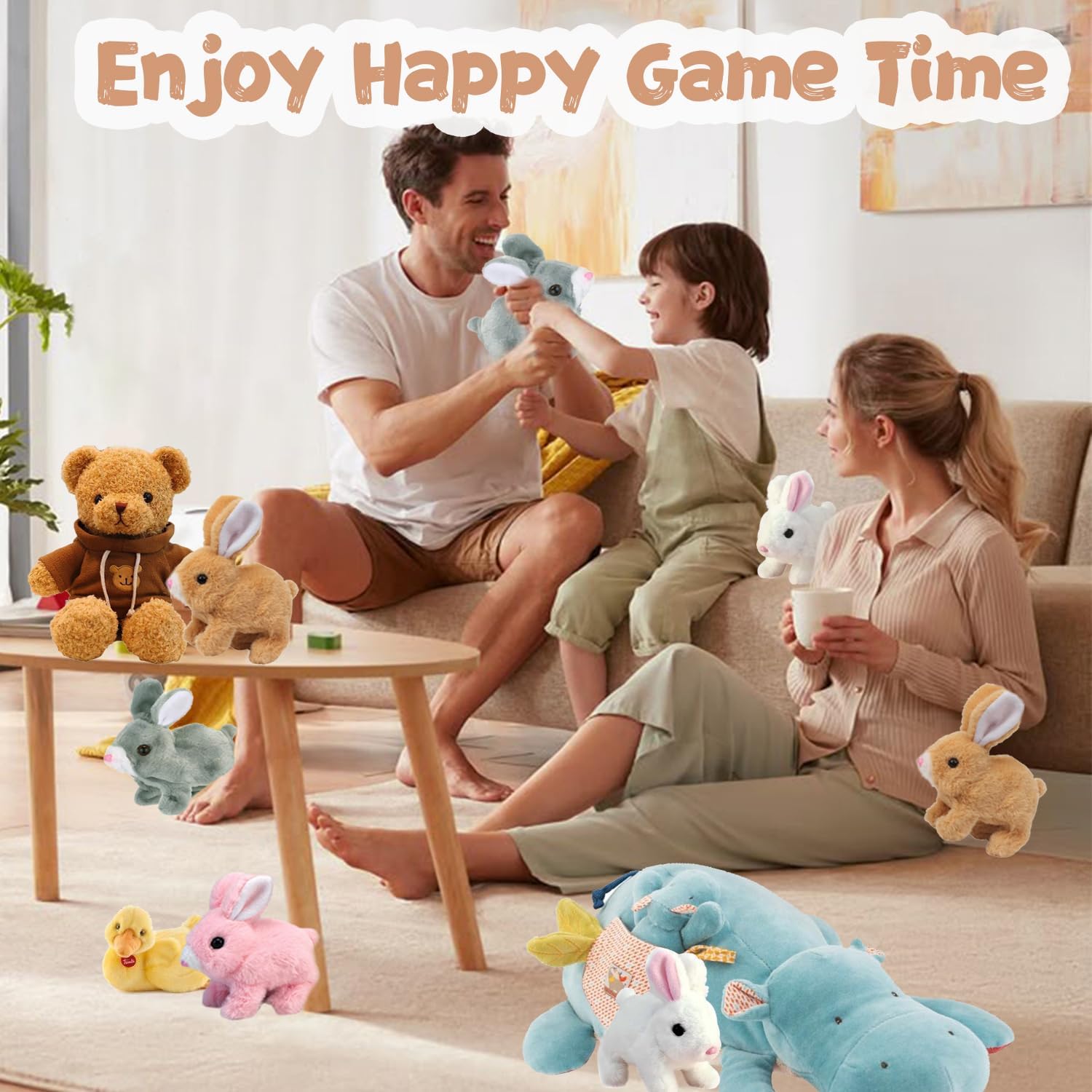 Realistic Bunny Toy by My Realistic - Interactive Hopping Bunny with Jumping, Twitching Ears | Pink