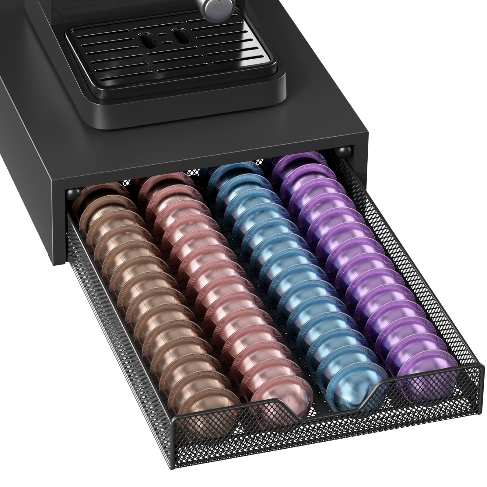 ECOLOVI Nespresso Pods Holder, K Cup Holder, Coffee Pod Holder Organizer Compatible with Nespresso Vertuo Capsules, Holds 60 Small or 40 Large Pods, Black