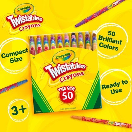 Crayola Mini Twistables Crayons - No Peel Coloring Crayons for Kids | 50 Count, Perfect for Arts & Crafts