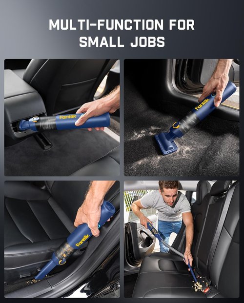 Fanttik Slim V8 APEX Car Vacuum - 4-in-1 Portable Mini Cordless Vacuum with 19000pa Suction Power | Blue