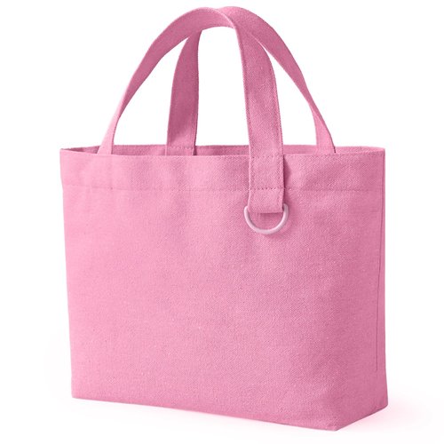 KIDJFGG 1 Pack Small Canvas Tote Bag, Mini Totes Bags Bulk for Women, DIY Blank Reusable Cute Sublimation Tote Bag with Handles & D Ring for Party Favors, Wedding Gifts & Mother's Days (Pink)