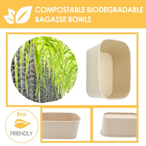 Kaderron 50 Pack 32 OZ Large Paper Bowls with Lids, Heavy Duty Disposable Compostable Container for Party, Disposable Bowls Bulk Soak-Proof and Microwave Safe for Hot/Cold Use(32OZ-50PACK)