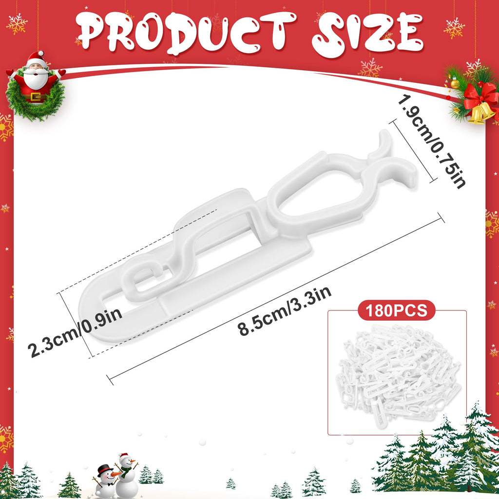 EBaokuup 180 Pcs Christmas Light Clips,Waterproof Gutter Lights Hooks of Outside String Lights C9,C7 and Mini Lights,All in One Roof Light Hangers for Christmas Gutters,Shingles,Fence,Roof