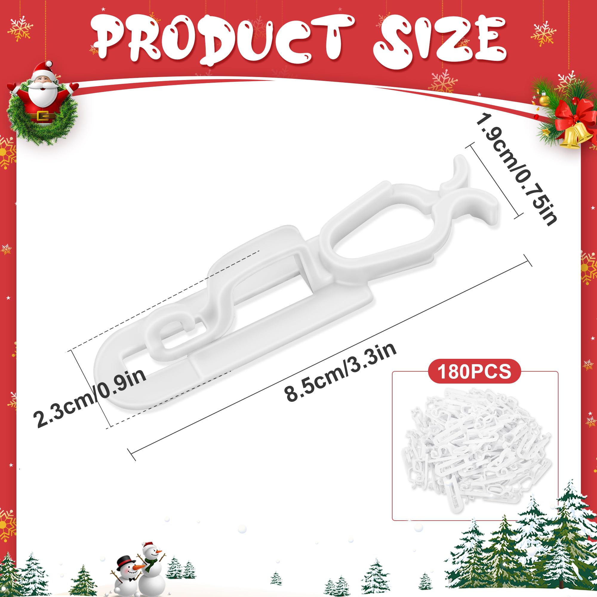 EBaokuup 180 Pcs Christmas Light Clips,Waterproof Gutter Lights Hooks of Outside String Lights C9,C7 and Mini Lights,All in One Roof Light Hangers for Christmas Gutters,Shingles,Fence,Roof