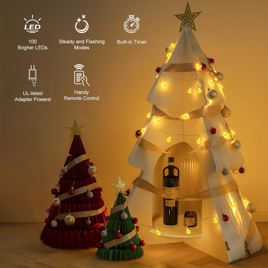 Minetom Globe String Lights - 33 Ft 100 LED Fairy Lights with Remote & 8 Modes | Warm White Decor for Patio, Garden, Wedding