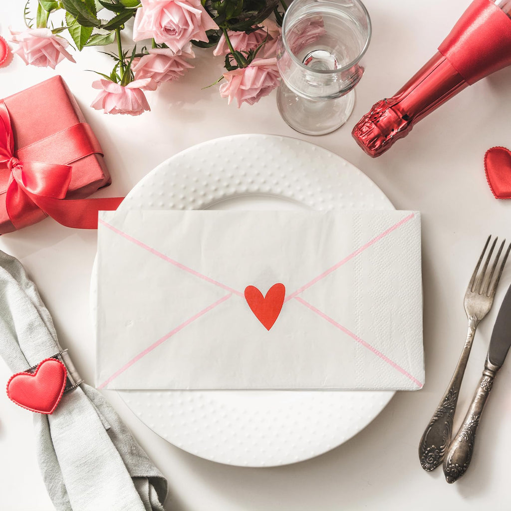 Havawish 100 Pcs Love Letters Disposable Napkins Love Heart Cocktail Napkins Red Heart Sign Paper Guest Hand Towel for Wedding Anniversary Bridal Shower Valentine Party Lunch Dinner Kitchen Bathroom