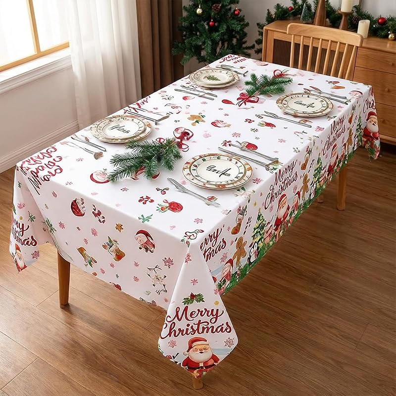 Christmas Tablecloth 108 x 54 Inch 3 Pack - Long Rectangular Table Covers