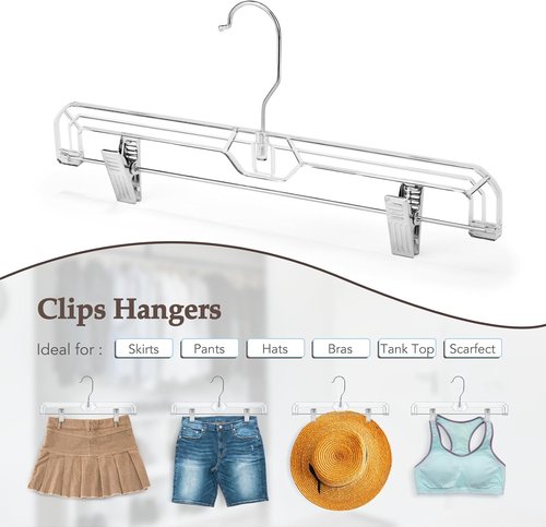 HOUSE DAY Clear Pants Hangers - Non-Slip Heavy Duty Clip Hangers for Women | 25 Pack, 14" Short Size