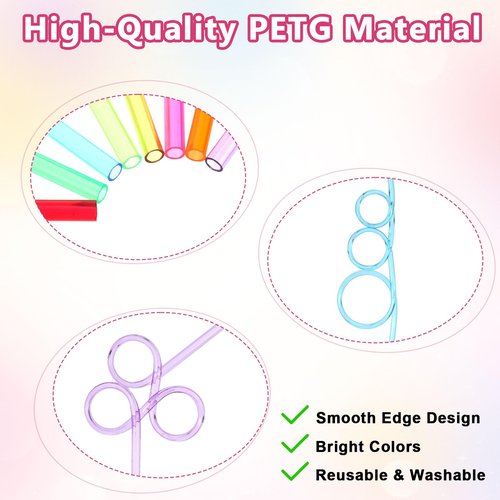48 Pcs Valentines Day Straws with Valentines Day Cards Colorful Crazy Reusable Straws for Exchange Gifts Prizes Valentine Party Favors Decorations Fun Stocking Stuffers(8 Styles)