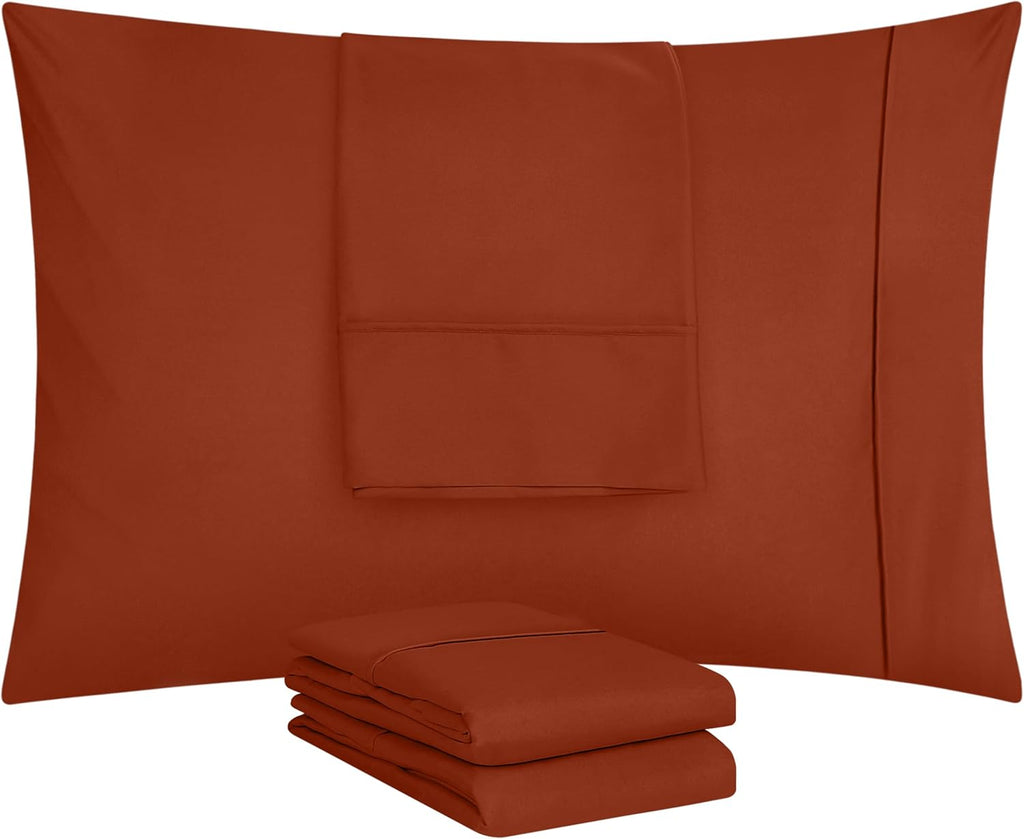 Utopia Bedding Queen Pillow Cases - Soft Brushed Microfiber - 4 Pack, Fade Resistant | 20 x 30 Inches, Orange