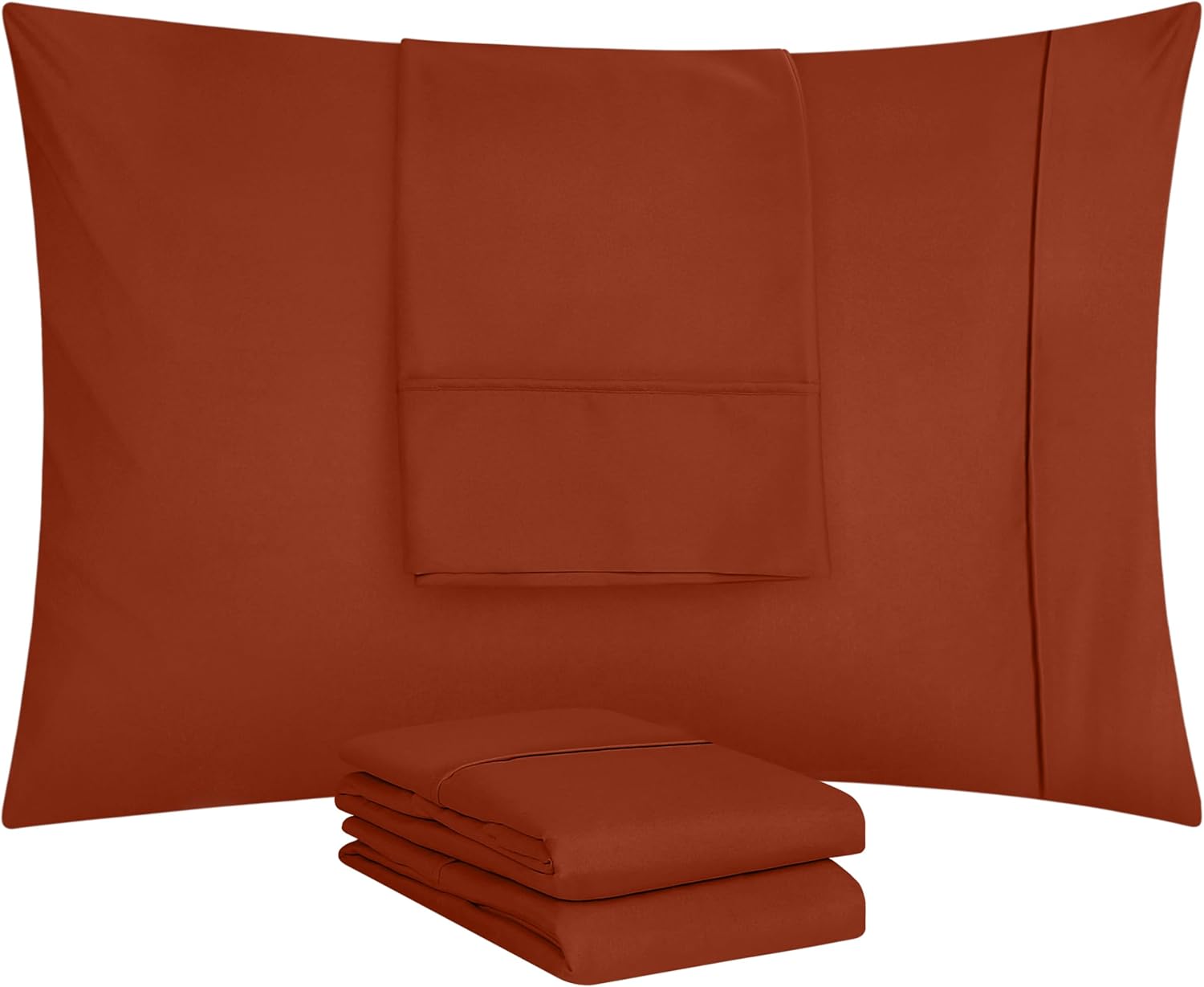 Utopia Bedding Queen Pillow Cases - Soft Brushed Microfiber - 4 Pack, Fade Resistant | 20 x 30 Inches, Orange