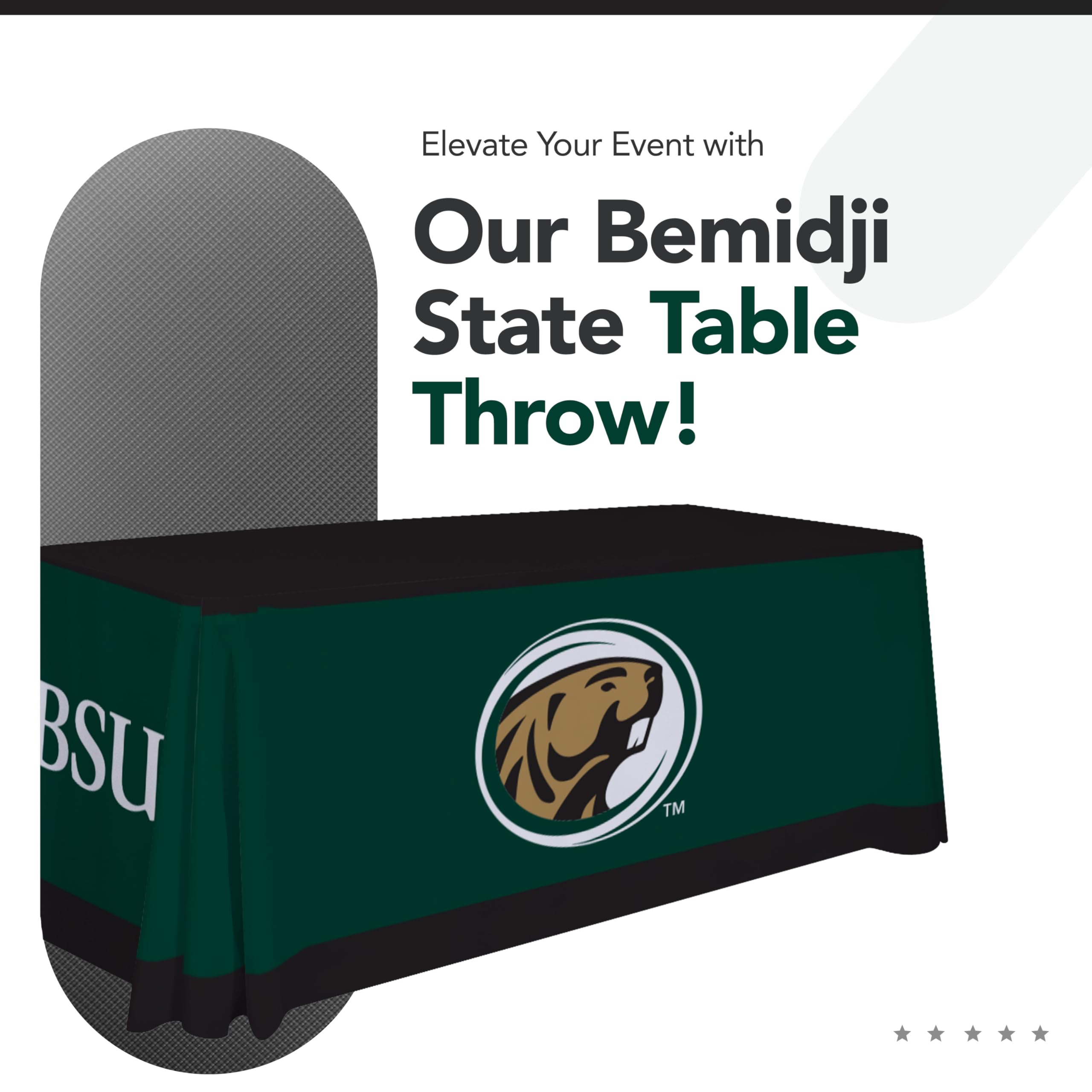 Victory Corps Bemidji State Beavers College Sports Printed Table Throw - NCAA Licensed - Polyester - School Tablecloth (Green, Black) (6' Draped)