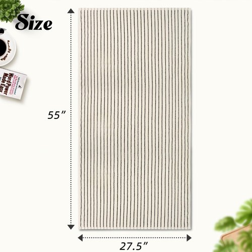 Jacquotha Black and Ivory Striped Bath Towels Set of 2, Lighter & Quick Dry Towels Large 27.5 x 55 inches, Farmhouse for Bathroom, Pool, Shower