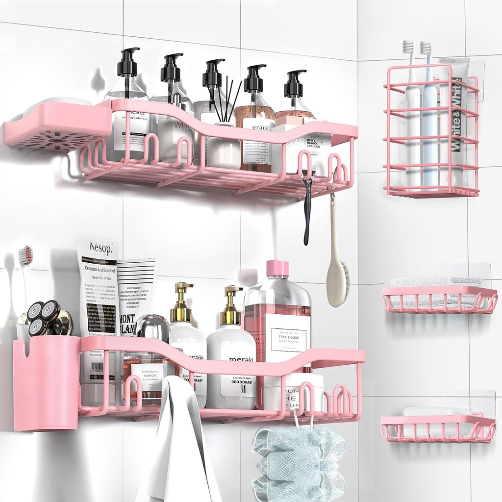 NESOMI Shower Caddy - Rustproof Stainless Steel Organizer with Large Capacity | No-Drill 7-Pack Storage Solutions