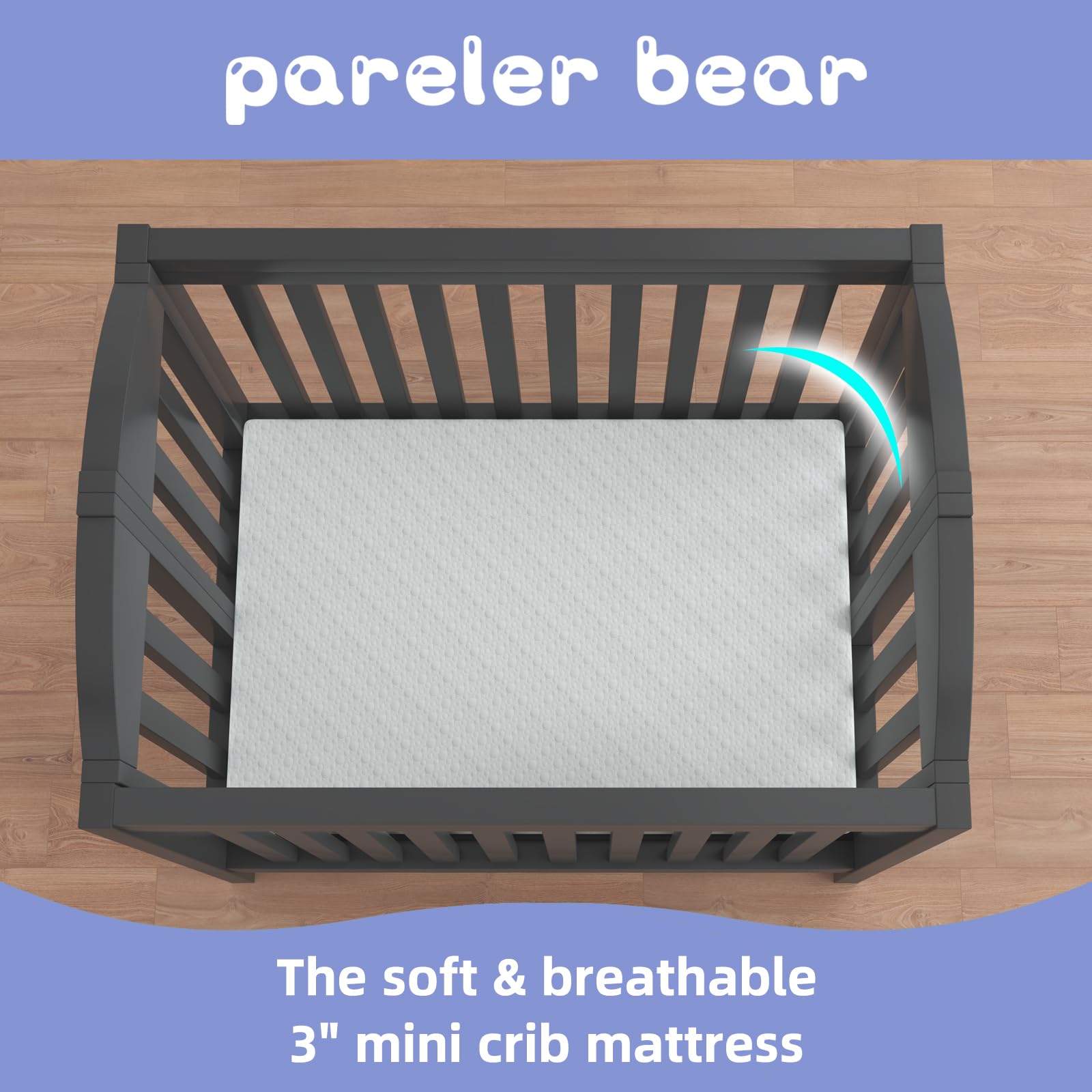 pareler bear 3"x24"x38" Mini Mattress, 38" Lx24 W Premium Foam Mattress, Waterproof Soft Breathable Outer Cover, White