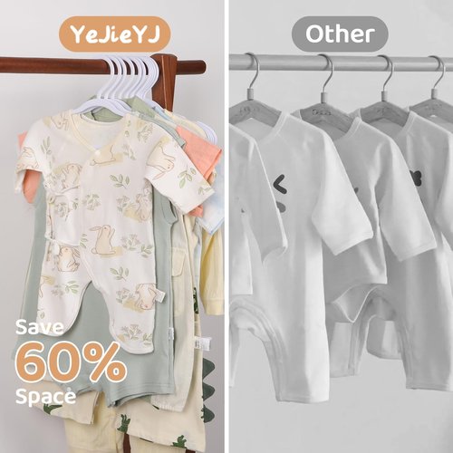 60 Pack White Baby Hangers 11.42 Inch & 12.91 Inch Each 30 Pack - Kids Non-Slip Clothes Hangers for Infant & Child, Durable Plastic Children's Hangers for Closet, Pants, Coats, Skirts