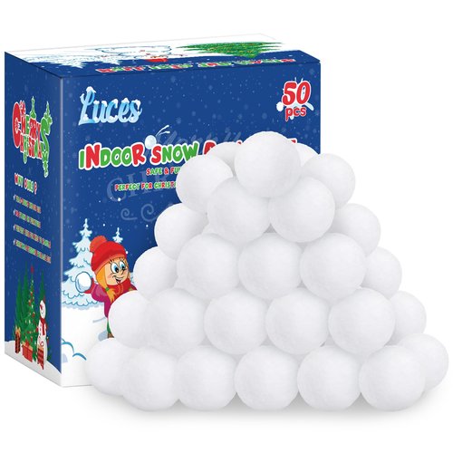 Luces 50 PCS Fake Snow Balls, Soft Snow Ball for Fight Indoor, Plush Winter Fight Balls for Outdoor Indoor Toss Game, Christmas Decorations Xmas DIY Accessories Snow Decor