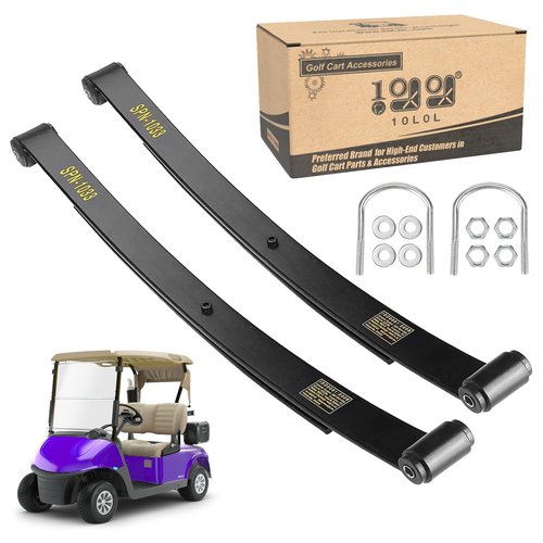 10L0L Heavy Duty Rear Spring Kit for EZGO RXV 2008-up Golf Cart, Dual Action 2 Leaf Spring with Bushings Sleeves U Bolts, OEM# 603498 604494