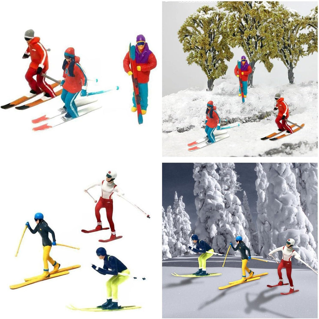 Skiennix Miniature Skiing Figures - 6Pcs Hand-Painted Scene Accessories for DIY Projects and Decor