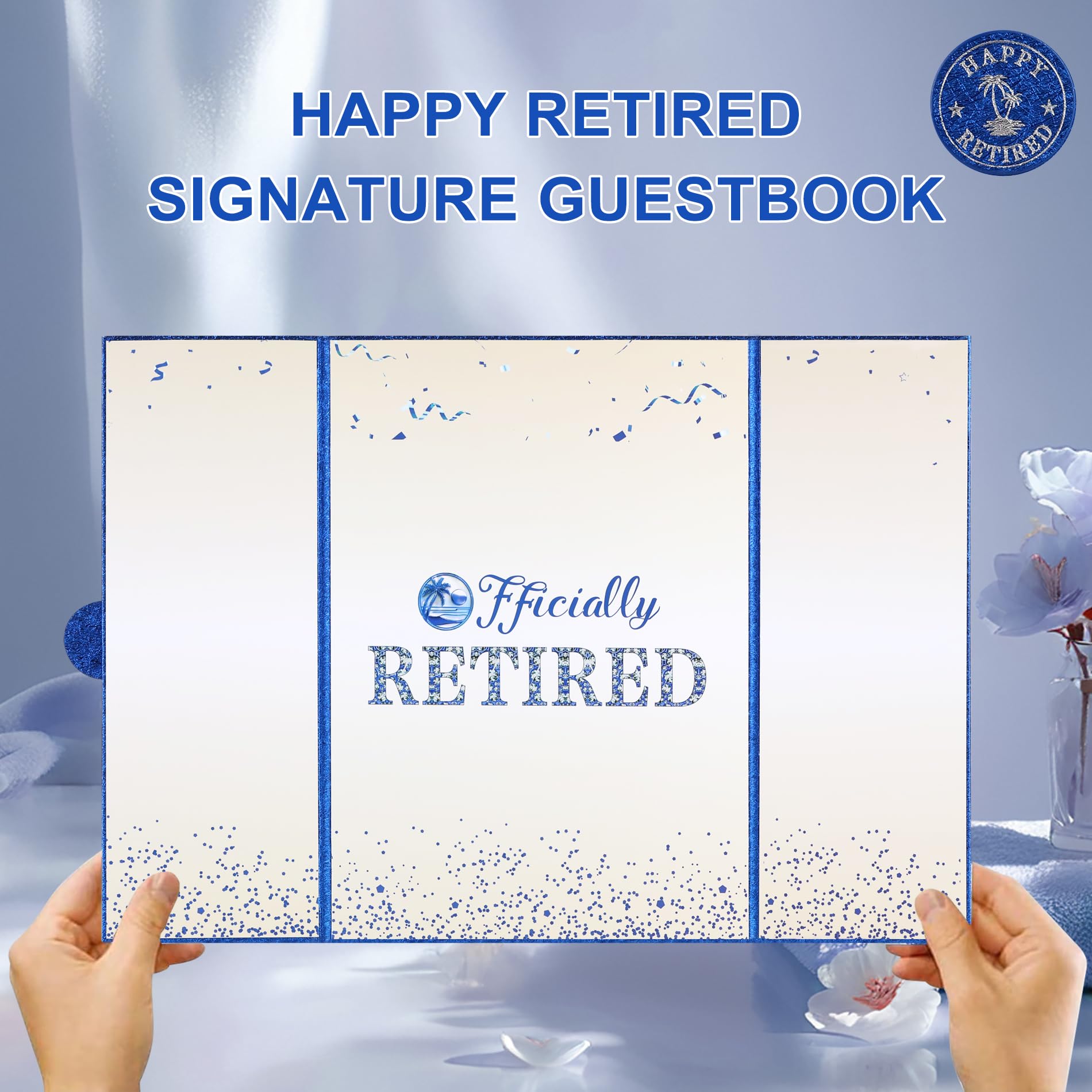 Viogtmca Blue Silver Retirement Party Decorations Large retirement Card Signing Guest Book Creative retirement Card for Men Women