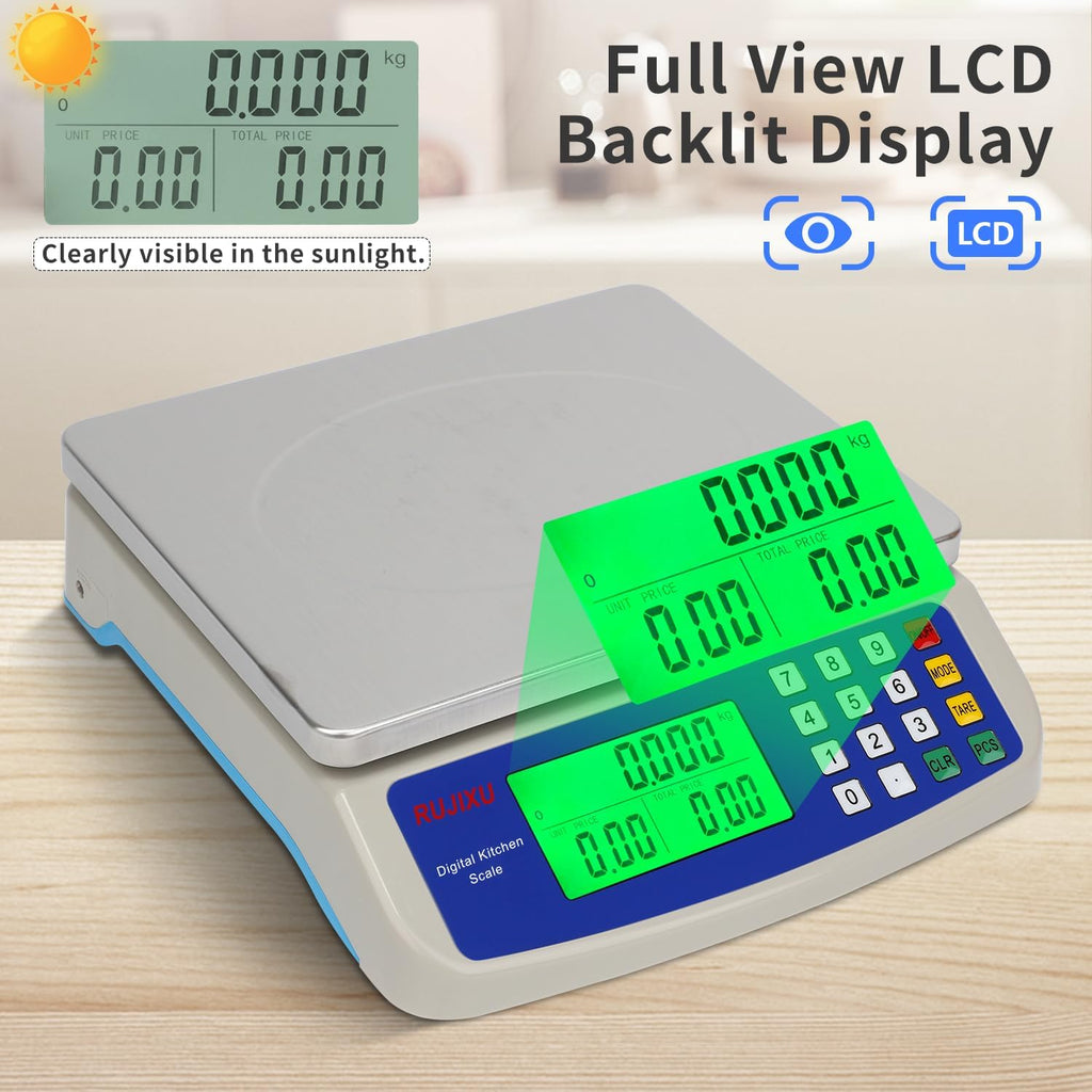 Skiennix Large Digital Kitchen Scale - 30KG Capacity | Stainless Steel, LCD Display for Baking & Food Prep