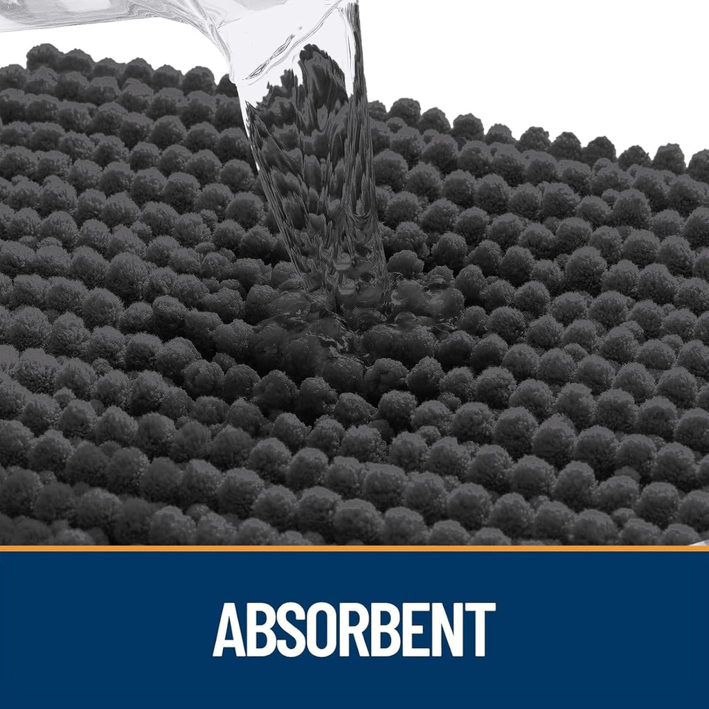 OLANLY Dog Door Mat - Ultra Absorbent Chenille Mud Doormat for Muddy Paws | Non-Slip, Washable, 30x20, Dark Grey