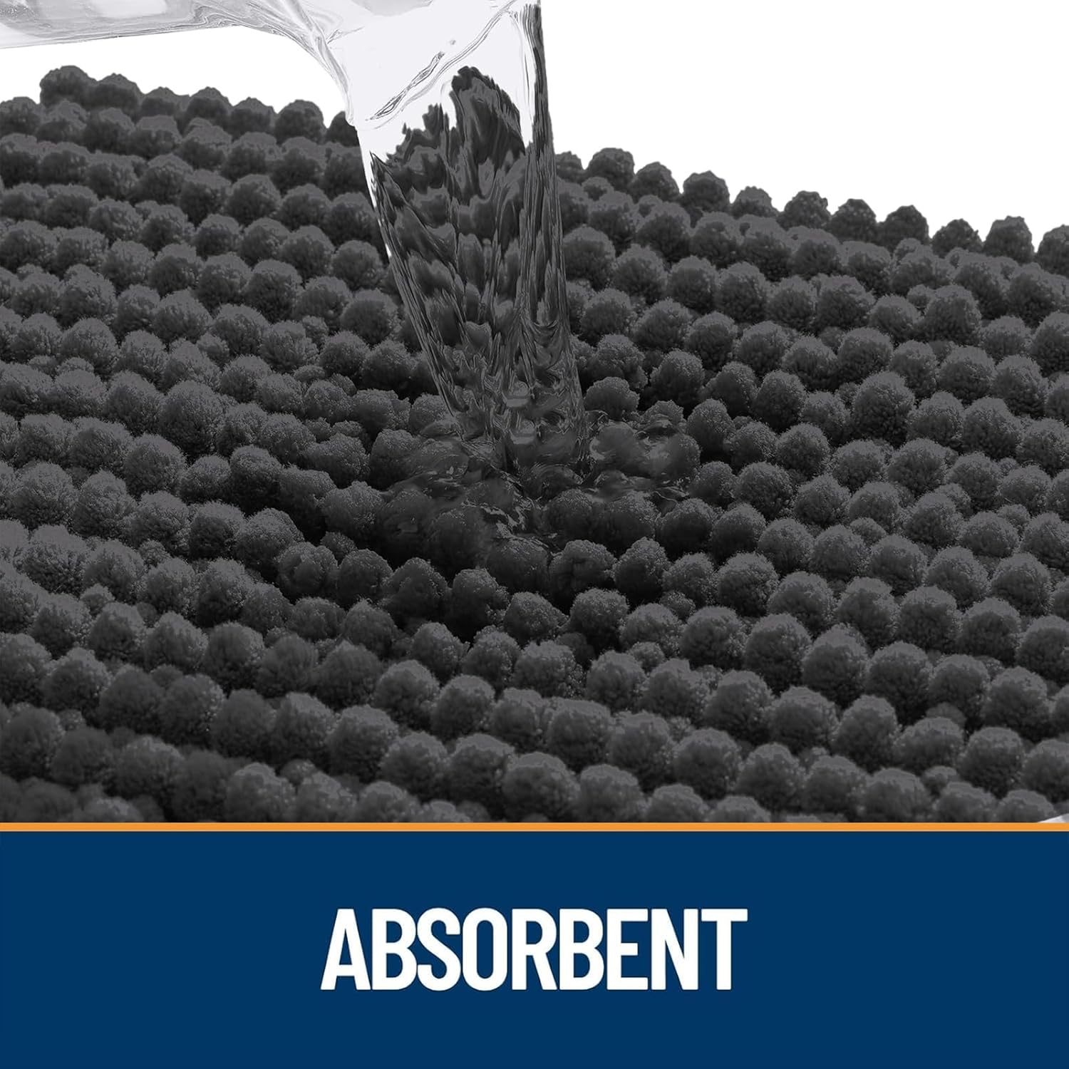 OLANLY Dog Door Mat - Ultra Absorbent Chenille Mud Doormat for Muddy Paws | Non-Slip, Washable, 30x20, Dark Grey