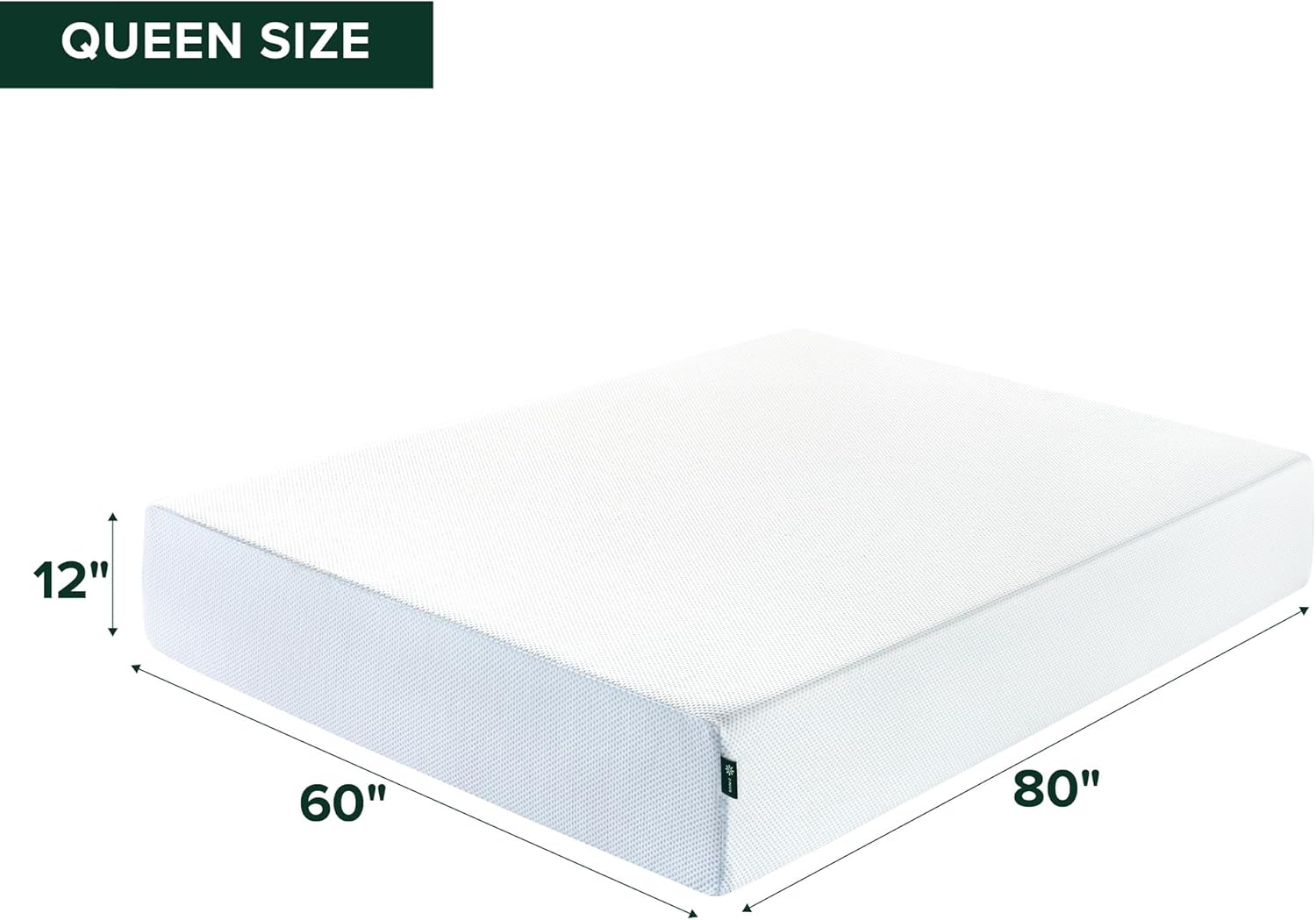 Zinus 12 Inch Green Tea Memory Foam Mattress - Cooling Gel, Medium Firmness, Queen Size, Fiberglass Free