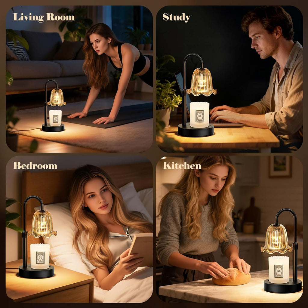 Skiennix Candle Warmer Lamp - Dimmable Wax Melt Warmer with Timer & 2 Bulbs | Modern Farmhouse Decor