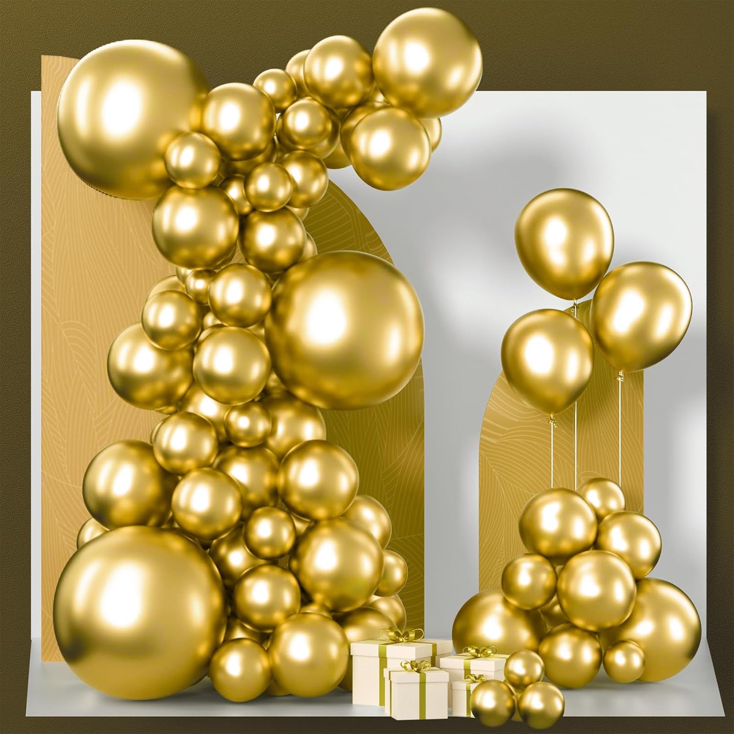PartyWoo Gold Balloon Arch Kit - 100pcs in 5-18 Inch Sizes for Birthday, Wedding, Baby Shower Decor