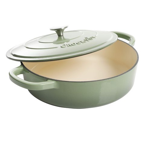 Crock Pot Artisan Enameled Cast Iron Braiser W/Lid, 5-Quart, Pistachio