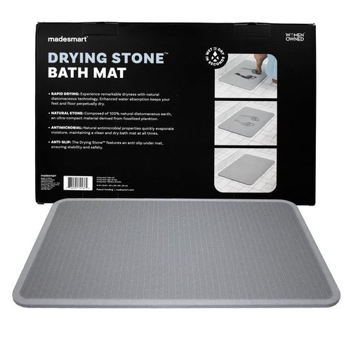 Madesmart Stone Bath Mat Diatomaceous Earth Shower Mat Non-Slip Super Absorbent Diatomite Stone Bath Mats for Bathroom Floor Quick Drying Natural Easy to Clean (24", 16")
