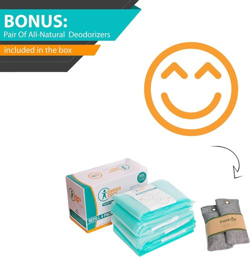 Jasclair Refill Bags for Dekor Plus Diaper Pail - Odor-Locking Multi-Layer Liners | 4 Pack | Leak-Resistant & Light Baby Powder Scent