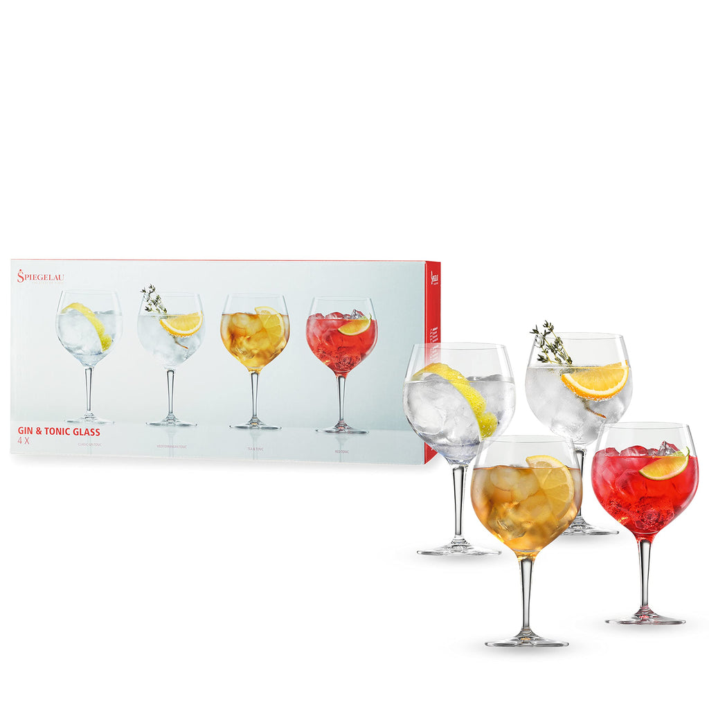 Spiegelau Gin and Tonic Glasses Set of 4, Crystal Balloon Cocktail Glasses for Gin Drinks, Spritzers and Mocktails, European-Made Glassware for Home Bar, Kitchen and Outdoor Party, 21 oz