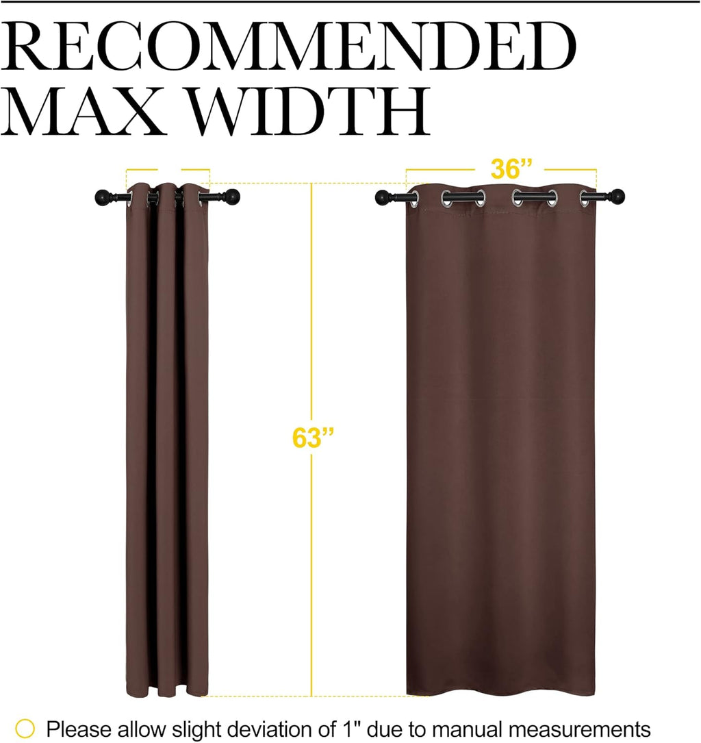 NICETOWN Blackout Curtains - Thermal Insulated Grommet Top for Privacy | Chocolate Brown, 42 x 63 Inches