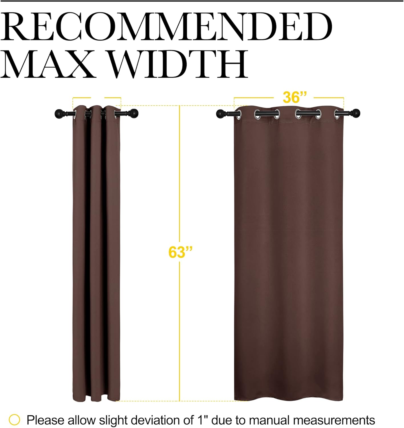NICETOWN Blackout Curtains - Thermal Insulated Grommet Top for Privacy | Chocolate Brown, 42 x 63 Inches