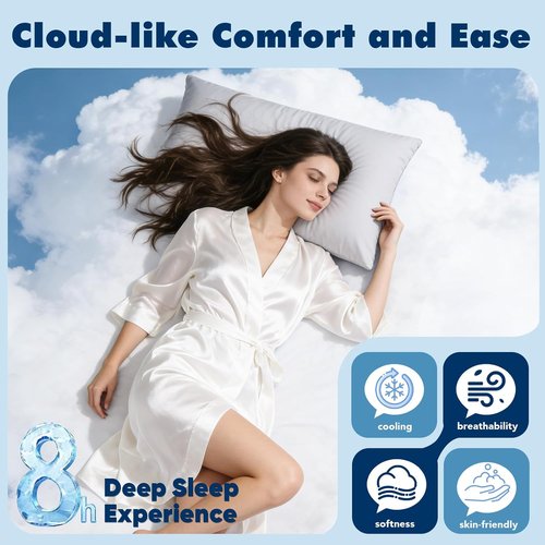 **SUPA MODERN Cooling Pillow Cases - Ultra Soft & Silky Smooth Queen Size Set of 2 | Grey 20x30in**