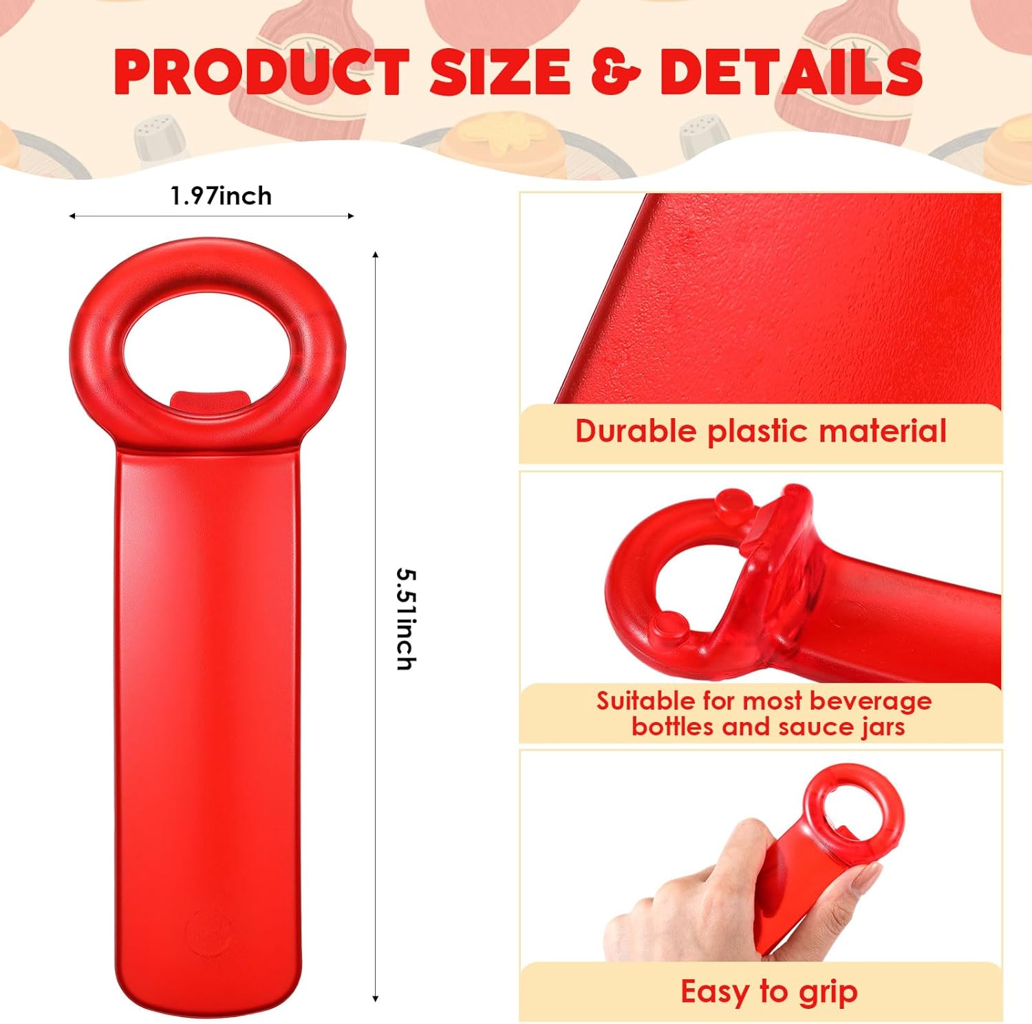 Skiennix Jar Lid Opener Set - 4 Pcs Easy Grip Tool for Seniors & Arthritis Relief | Kitchen Accessory