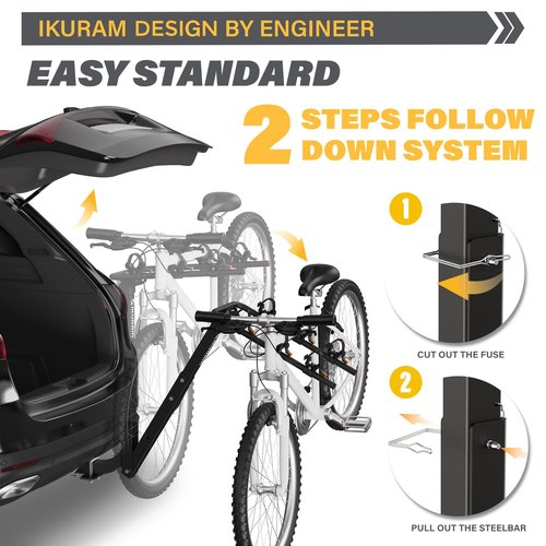 3 Bike Rack Bicycle Carrier Racks Hitch Mount Double Foldable Rack for Cars Truck SUV Fits 2" Hitch Receiver, Including Anti-Rattle Hitch Tightener