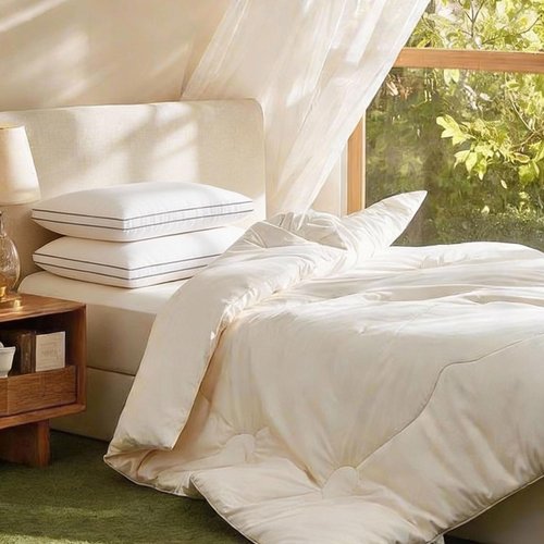 NightHug 2 Pack Goose Feather Down Fiber Pillow King Size with 3-Layer Design – Soft Top, Shredded Memory Foam & Plush Base for Side, Back & Stomach Sleepers, Hotel Collection, White (19" x 35")
