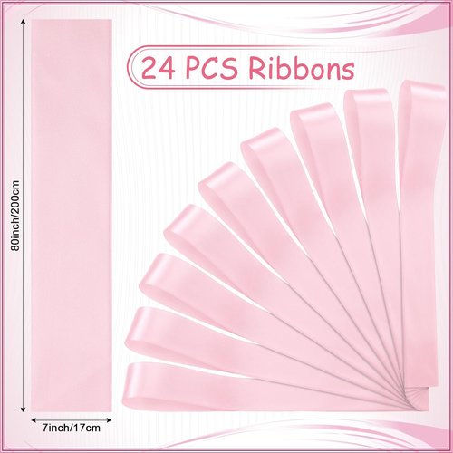 Daifunli Wedding Bows - 24 Pcs Pink Satin Chair Decorations | Elegant Aisle Ribbons for Ceremonies