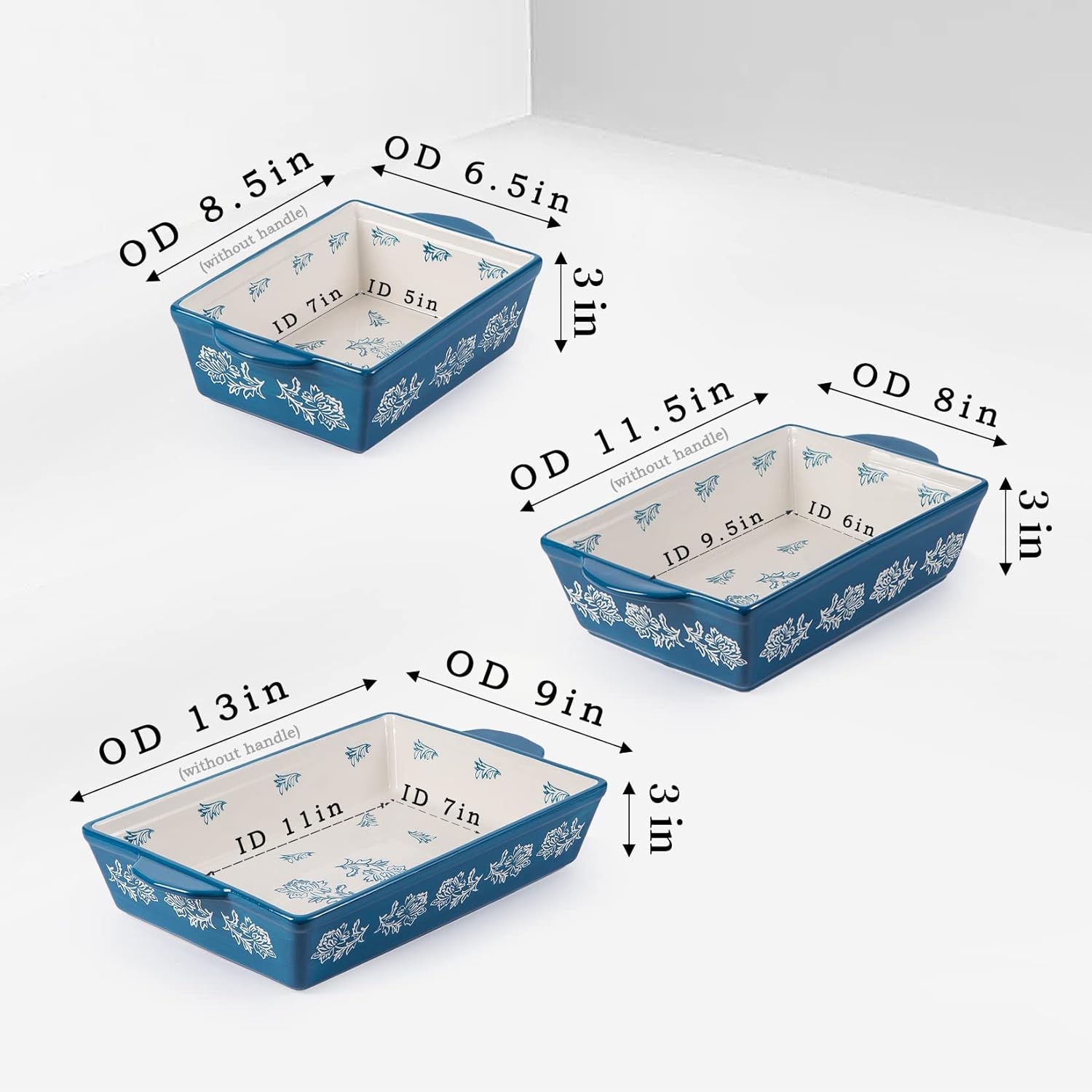 Wisenvoy Ceramic Baking Dish Set - 3-Piece Lasagna & Casserole Bakeware | Durable & Stylish Design