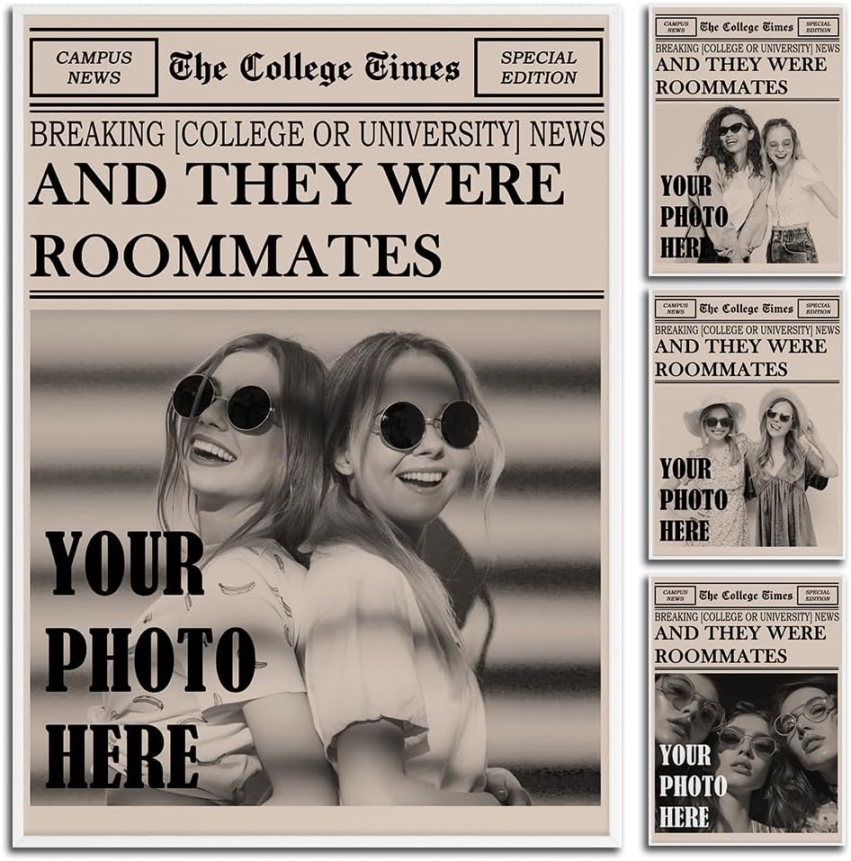 Skiennix Personalized Dorm Posters - Trendy Black & White Wall Art for College Girls | Roommate Decor