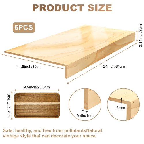 laapee Wire Shelf Covers for Closet & Pantry | Solid Wood Shelf Covers 8mm Thick | Tool-Free Removable 24x12 Inch | Rustic Design for Kitchen & Home (4 Pack)