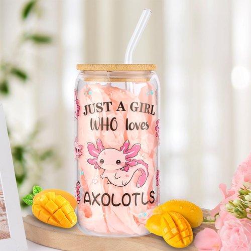 Best Axolotl Gifts for Women Girl Funny Gifts for Axolotl Lovers Including Glass Cup Makeup Bag Canvas Tote Bag Socks Notepad Earring Brecelet for Birthday Christmas Mothers Day