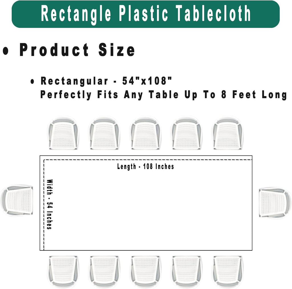 PARTY ULYJA Disposable White Plastic Tablecloths - 54 x 108 Inch for Bridal Showers & Events
