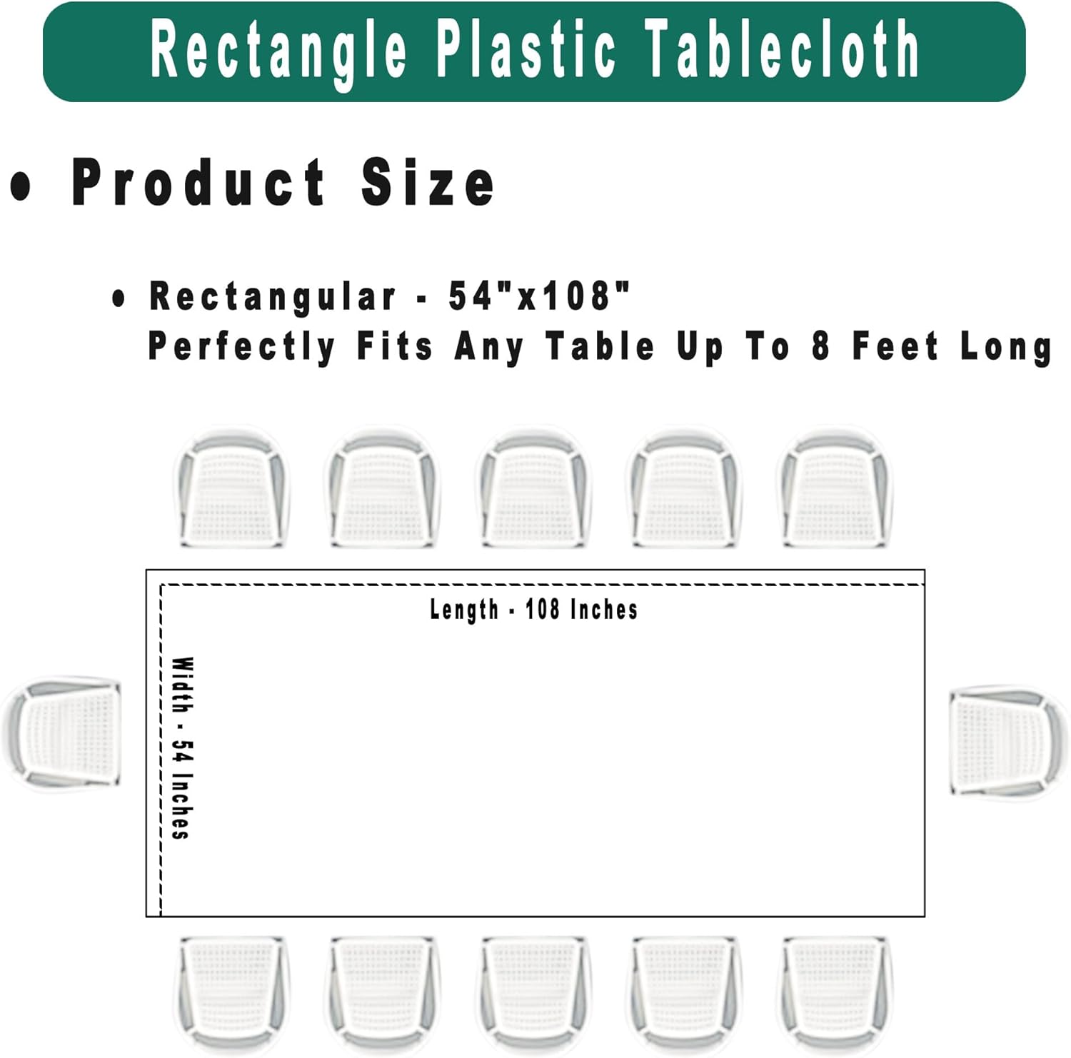 PARTY ULYJA Disposable White Plastic Tablecloths - 54 x 108 Inch for Bridal Showers & Events