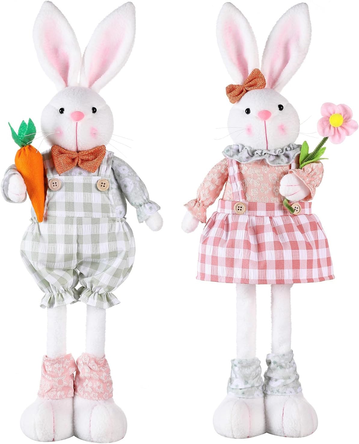 Skiennix Adjustable Easter Bunny Gnome Plush - Extendable 16.1” to 21.7” Rabbit Decor for Spring Holiday Display